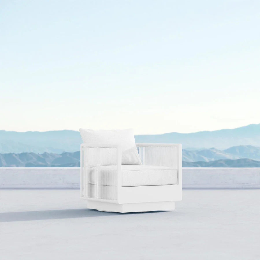Porto Swivel Club Chair - White by Azurro Living